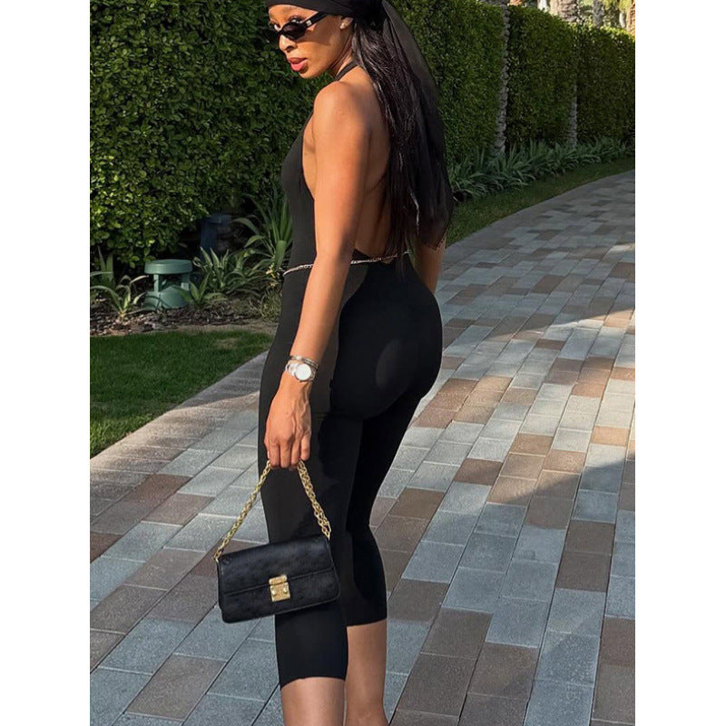 Damen Eleganter und figurbetonter Jumpsuit mit hochgeschlossenem Kragen Drune