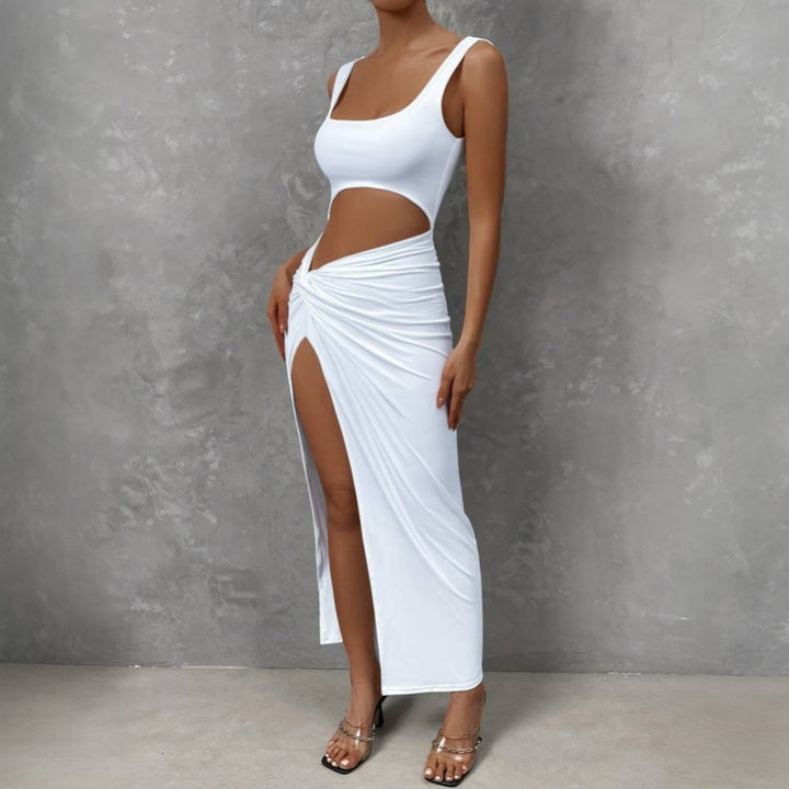 Damen Cut-Out Maxi-Kleid mit elegantem Wickeldesign und hohem Schlitz Drune