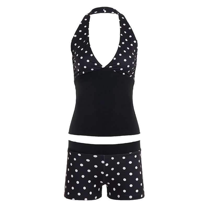 Damen-Set aus Top und Shorts mit Polka-Dots Drune