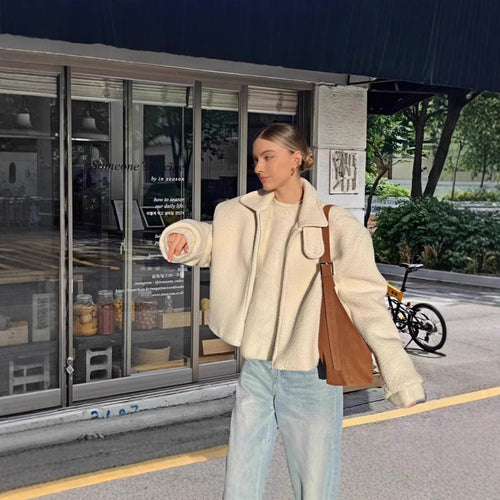 Damen kuschelige und stylische Kurzjacke Drune