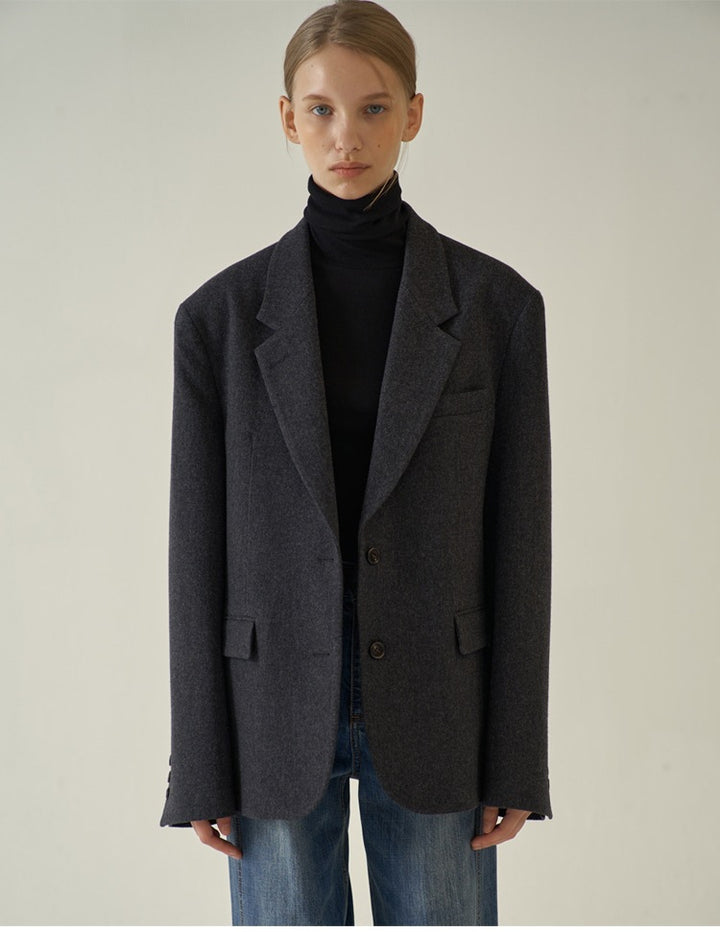 Damen eleganter Kastenblazer aus hochwertigem Stoff Drune