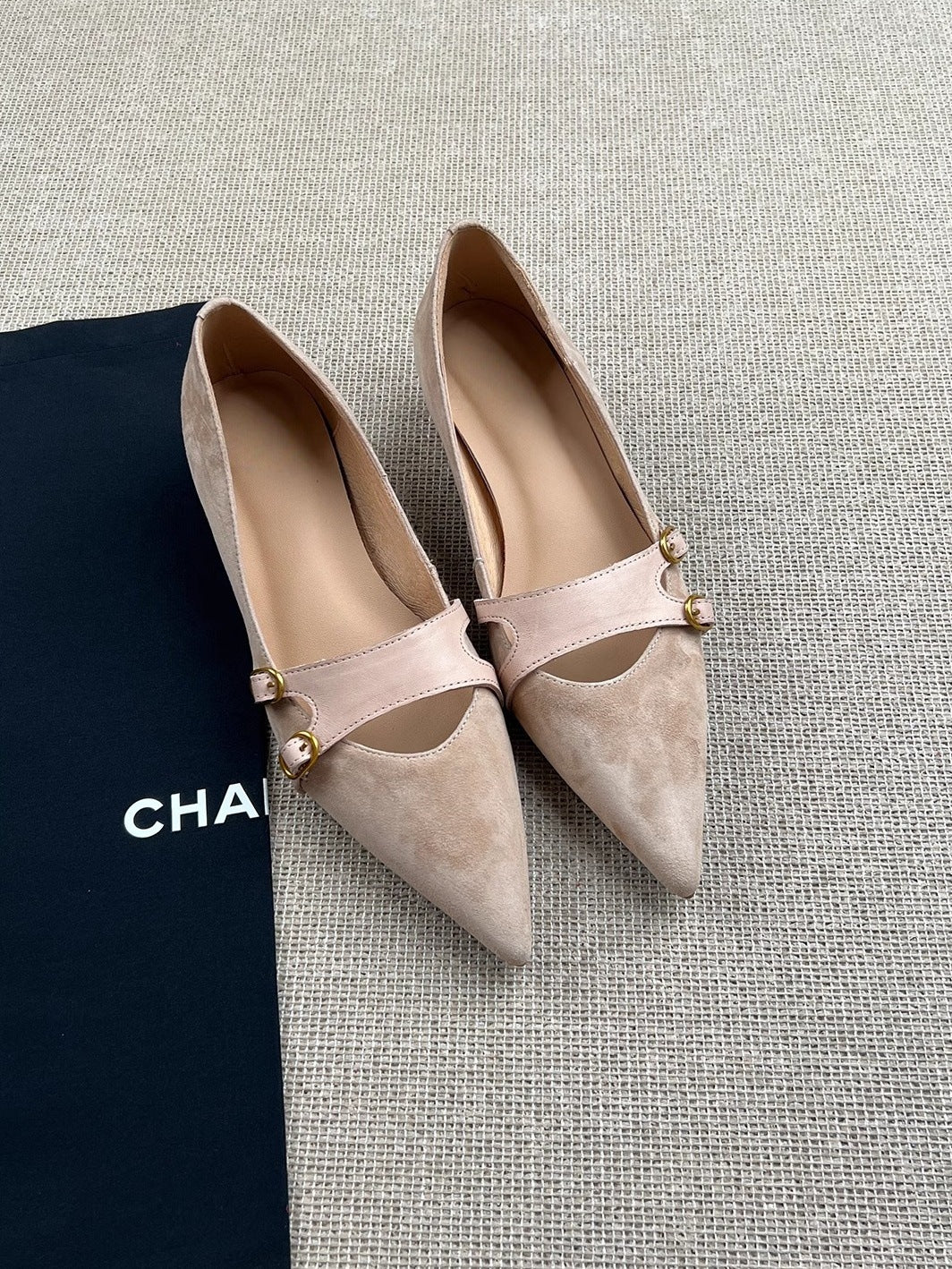 Damen Slingback-Ballerinas mit dekorativer Schnallenakzent und eleganter Lederoberfläche Drune
