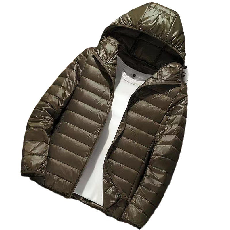 Herren nan ultraleichte Kapuzen-Steppjacke mit Packfunktion und winddichtem Shell Drune