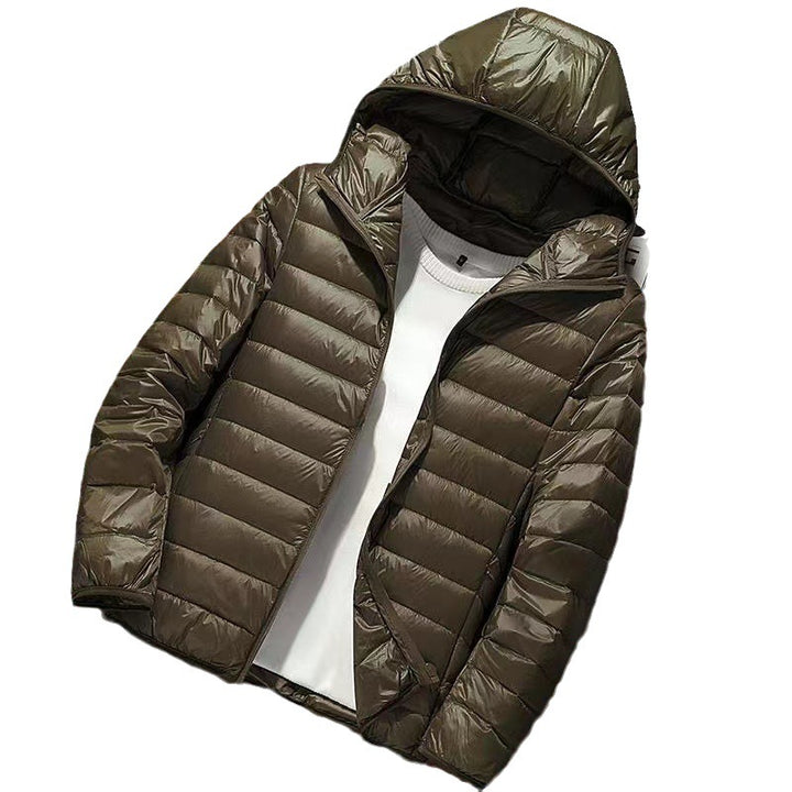 Herren nan ultraleichte Kapuzen-Steppjacke mit Packfunktion und winddichtem Shell Drune