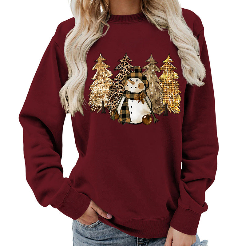 Damen Sweatshirt mit kreativem Schneemann-Design und weichem Innenfutter Drune