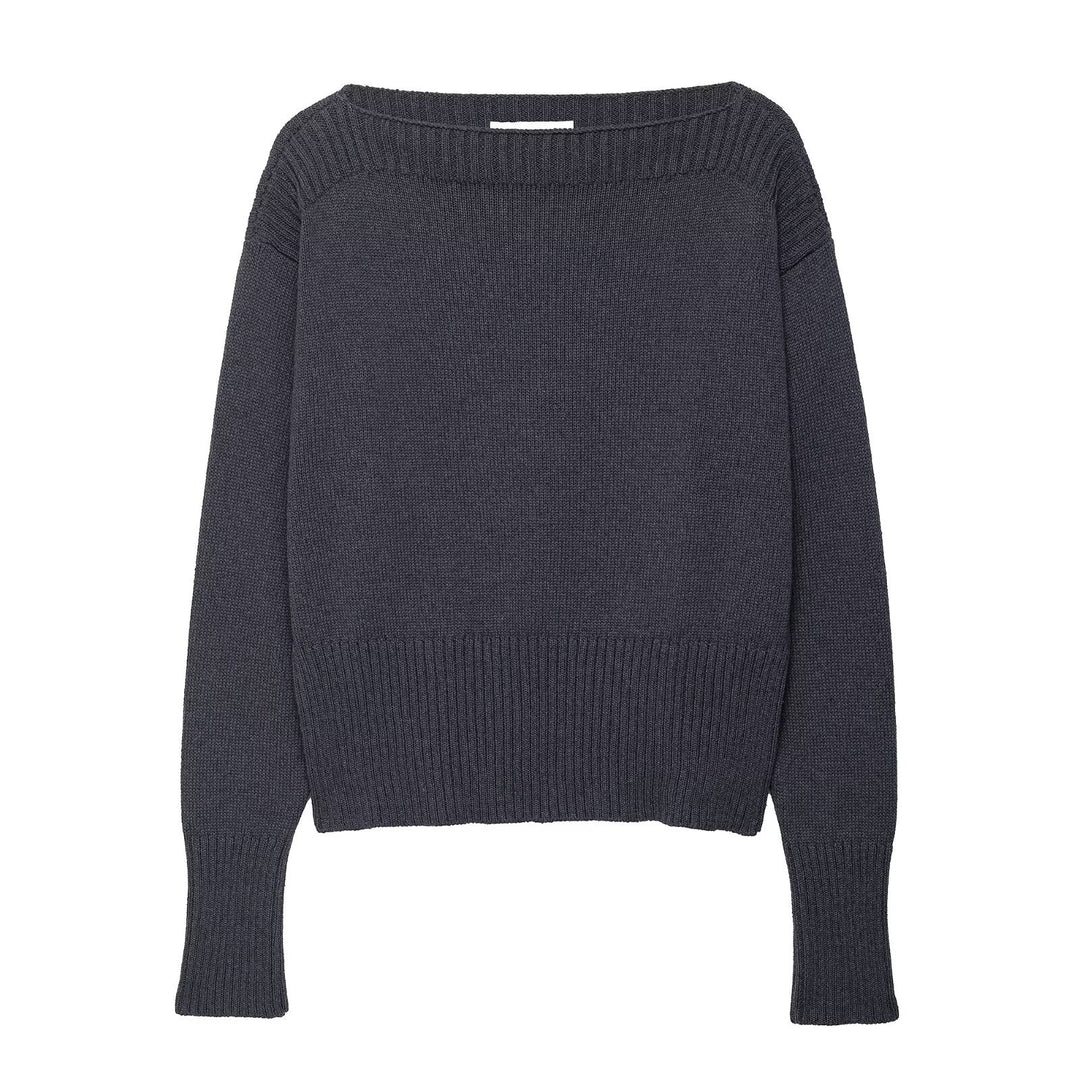 Damen lässiger Pullover mit schickem, weitem Ausschnitt Drune