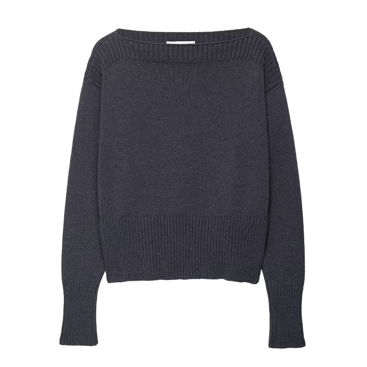 Damen lässiger Pullover mit schickem, weitem Ausschnitt Drune