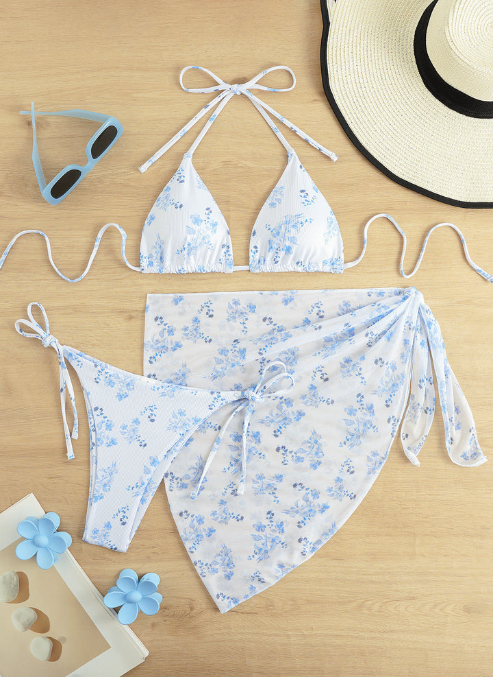 Damen Triangel-Bikini-Set mit elegantem Wickelrock Drune