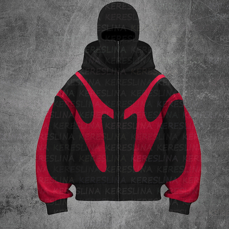 Damen stylische Kapuzenjacke mit kontrastierenden Farbblockierungen und hohem Kragen Drune