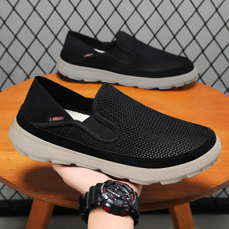 Herren nan atmungsaktiver Mesh-Slip-On mit Velourslederbesatz, elastischem Einstieg und griffiger Outdoor-Profilsohle Drune
