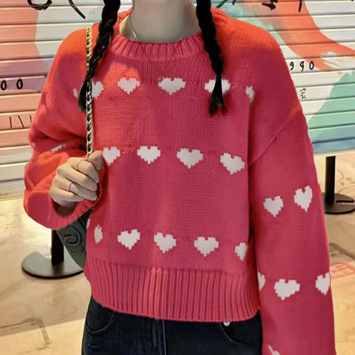Damen Pullover mit Herzmotiv und lässigem Schnitt Drune