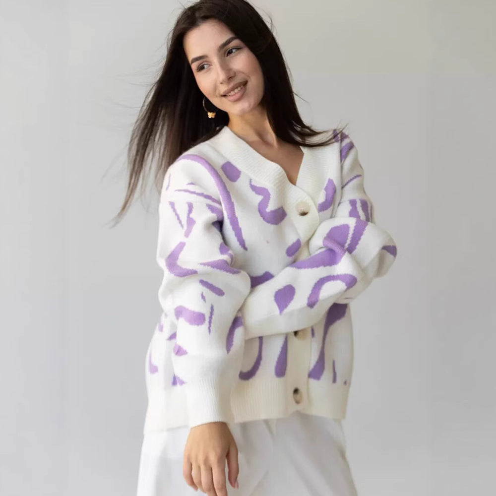 Damen Gemütlicher Strickcardigan mit einzigartigem Muster Drune