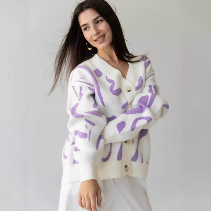 Damen Gemütlicher Strickcardigan mit einzigartigem Muster Drune