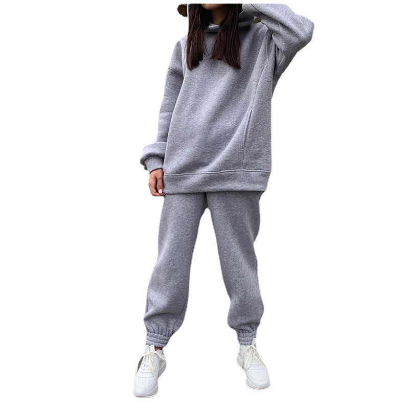 Damen lässiger Jogginganzug mit weichem Material und elastischem Bund Drune