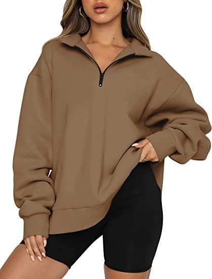 Damen Sportlicher Sweater mit Halbreißverschluss und oversized Passform Drune