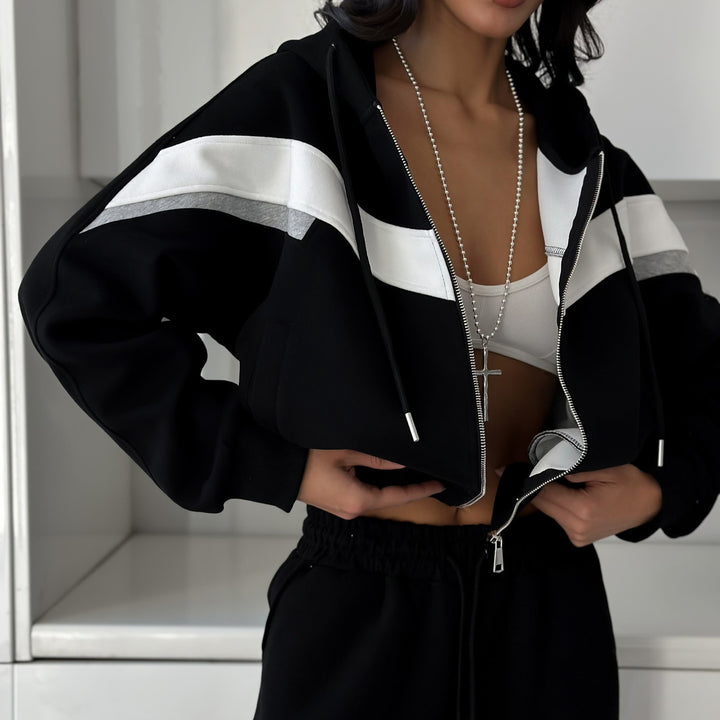 Damen sportliches Jogginganzug-Set mit modernem Schnitt und trendigen Akzenten Drune