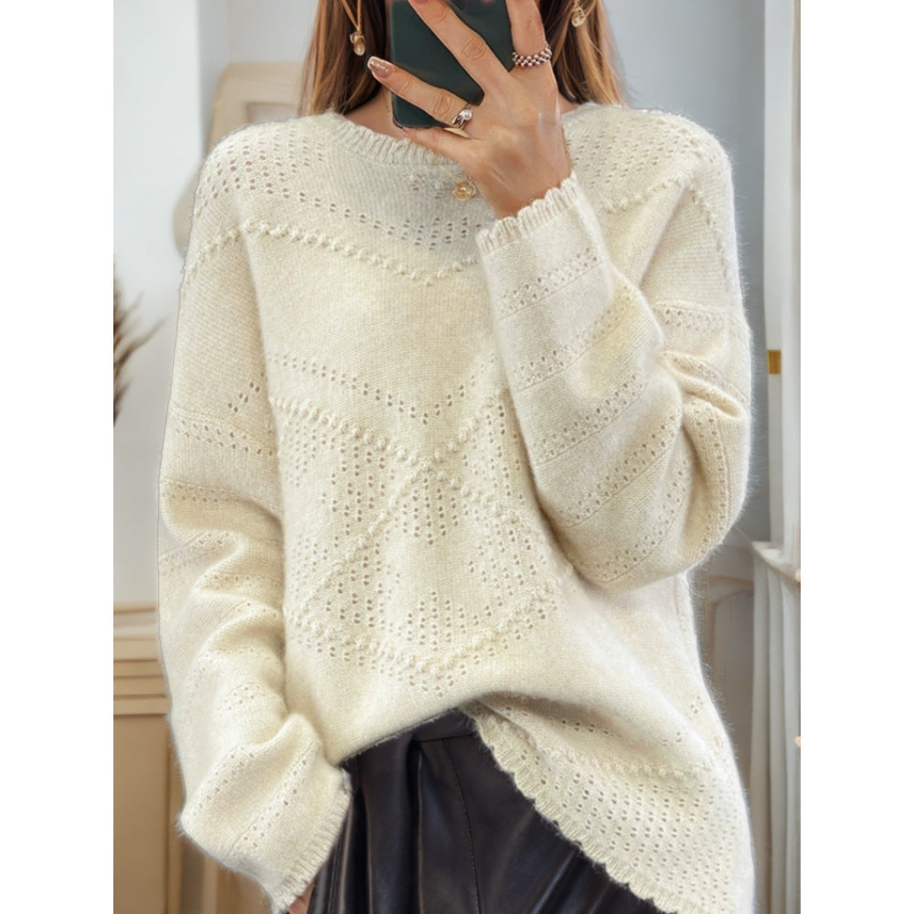 Damen weicher Strickpullover mit raffinierten Strukturmustern und lässigem Schnitt Drune