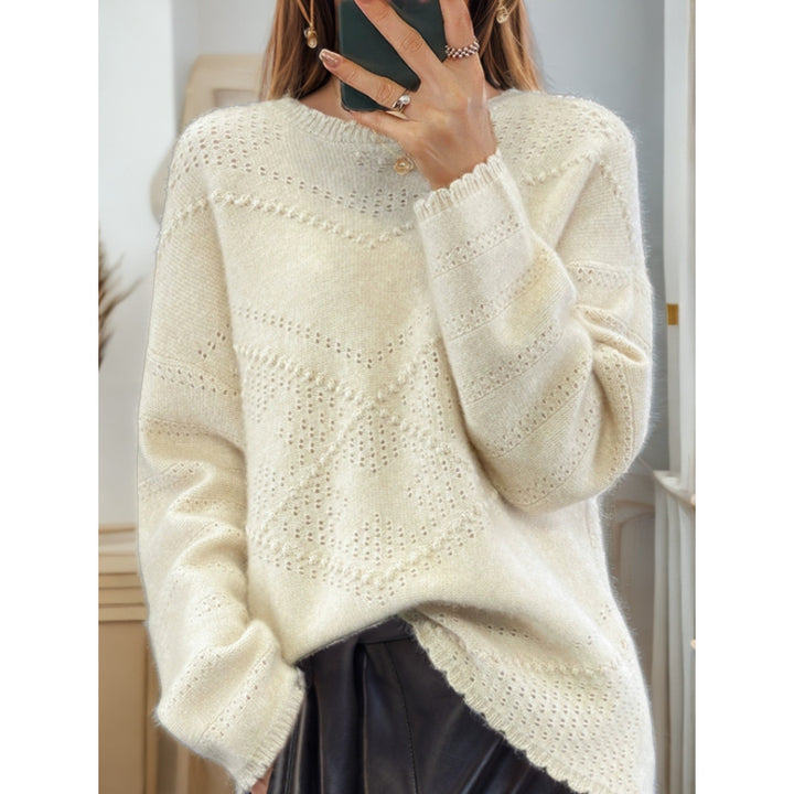 Damen weicher Strickpullover mit raffinierten Strukturmustern und lässigem Schnitt Drune