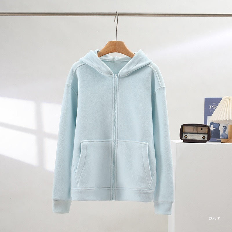Damen Fleece-Hoodie mit durchgehendem Reißverschluss und Kängurutaschen Drune