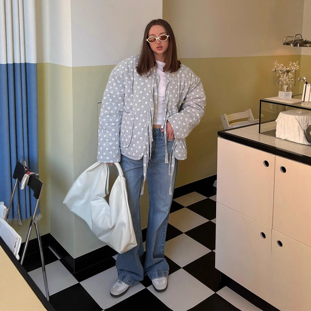 Damen Steppjacke mit großflächigen Punkten und lockerer Passform Drune