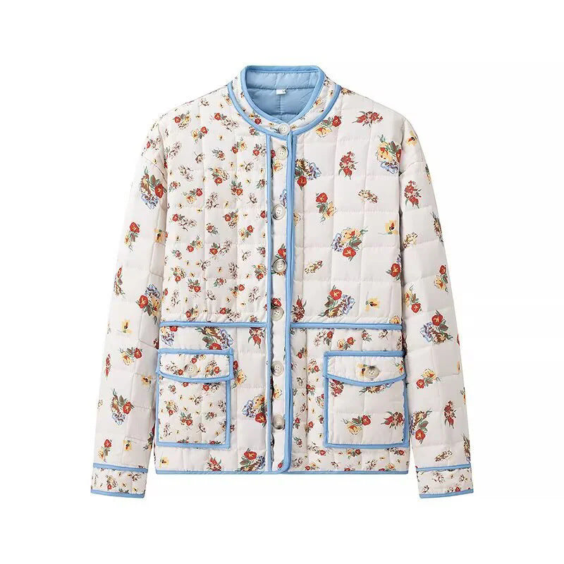 Damen Blumengestickte Steppjacke mit praktischen Taschen und modernem Schnitt Drune