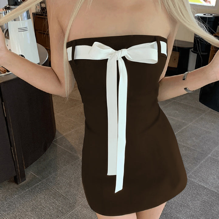 Damen Bandeau-Kleid mit dekorativem Schleifenelement und figurbetontem Schnitt Drune