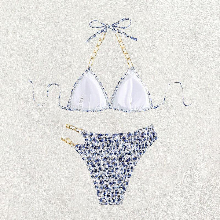 Damen Triangel-Bikini-Set mit glamourösen Kettendetails Drune