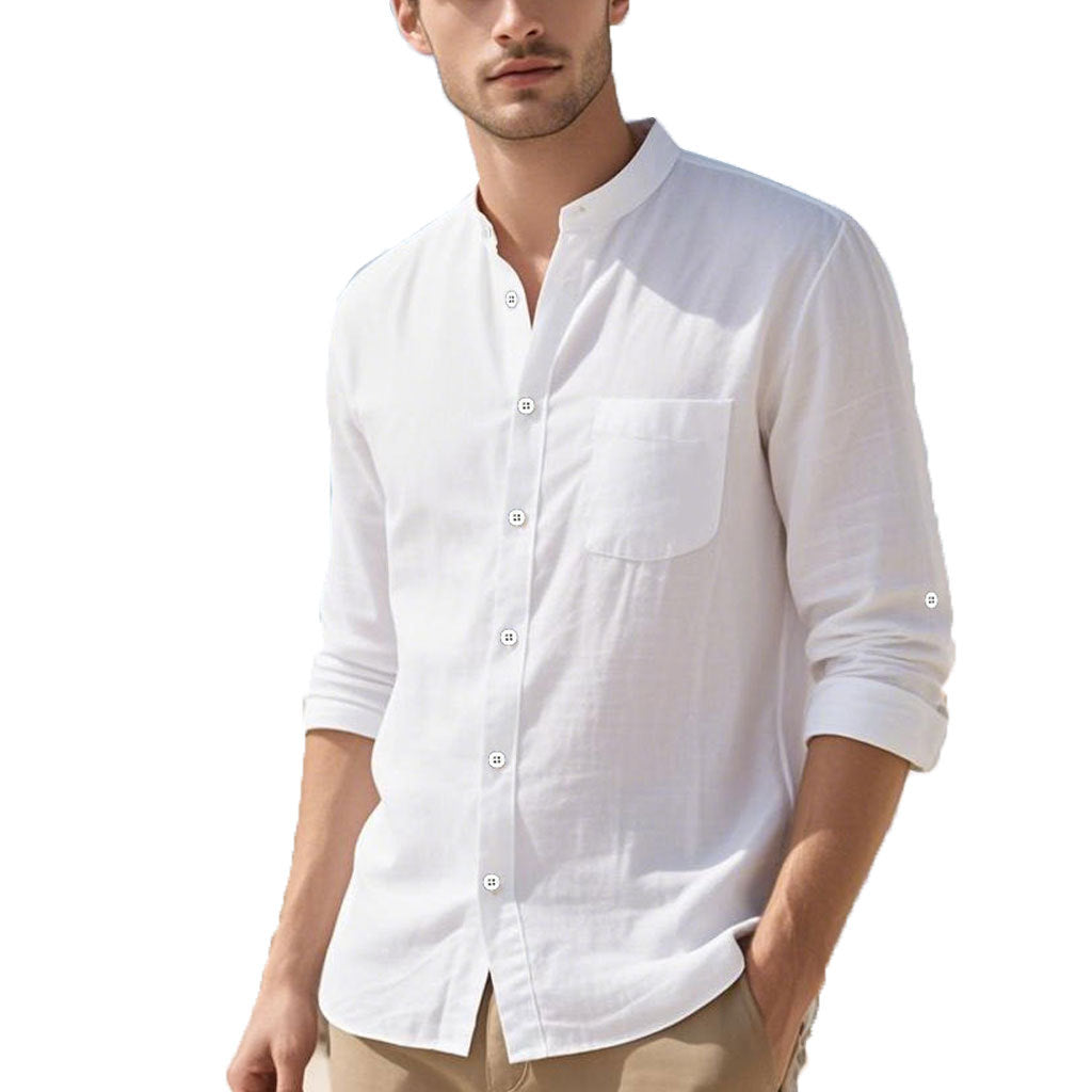 Herren Hemd im eleganten Henley-Stil mit strukturierter Baumwolle Drune