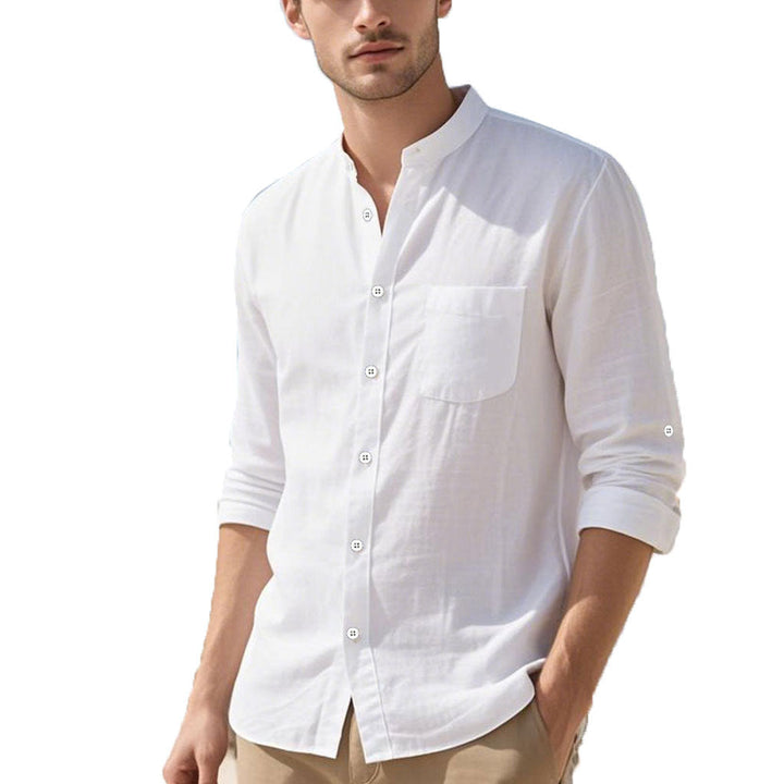 Herren Hemd im eleganten Henley-Stil mit strukturierter Baumwolle Drune