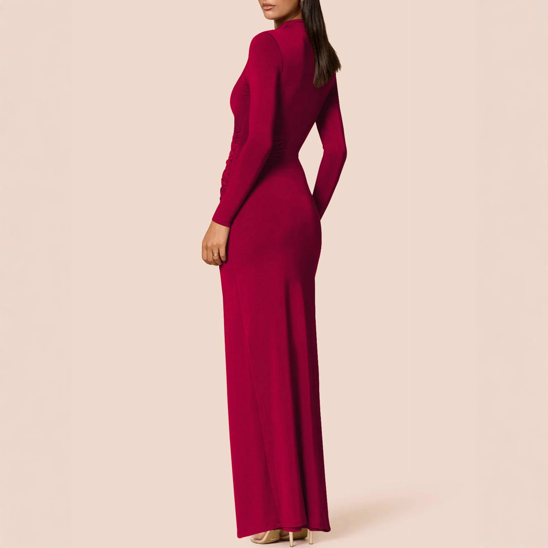 Damen Elegantes Maxikleid mit figurbetonendem Schnitt und hohem Schlitz Drune