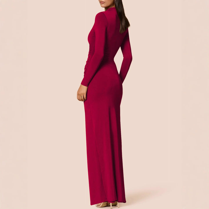 Damen Elegantes Maxikleid mit figurbetonendem Schnitt und hohem Schlitz Drune