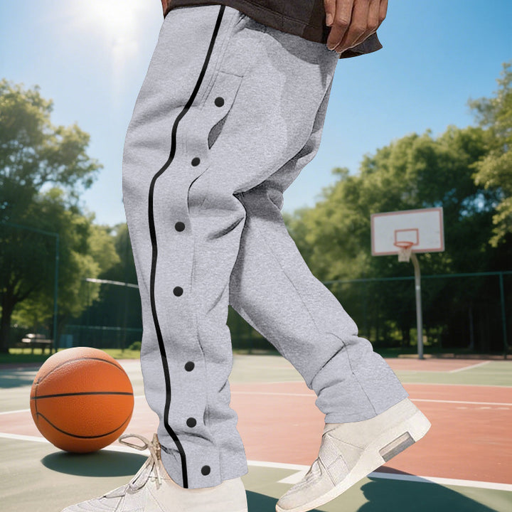 Herren Sportliche Jogginghose mit seitlichen Druckknöpfen und elastischem Bund Drune