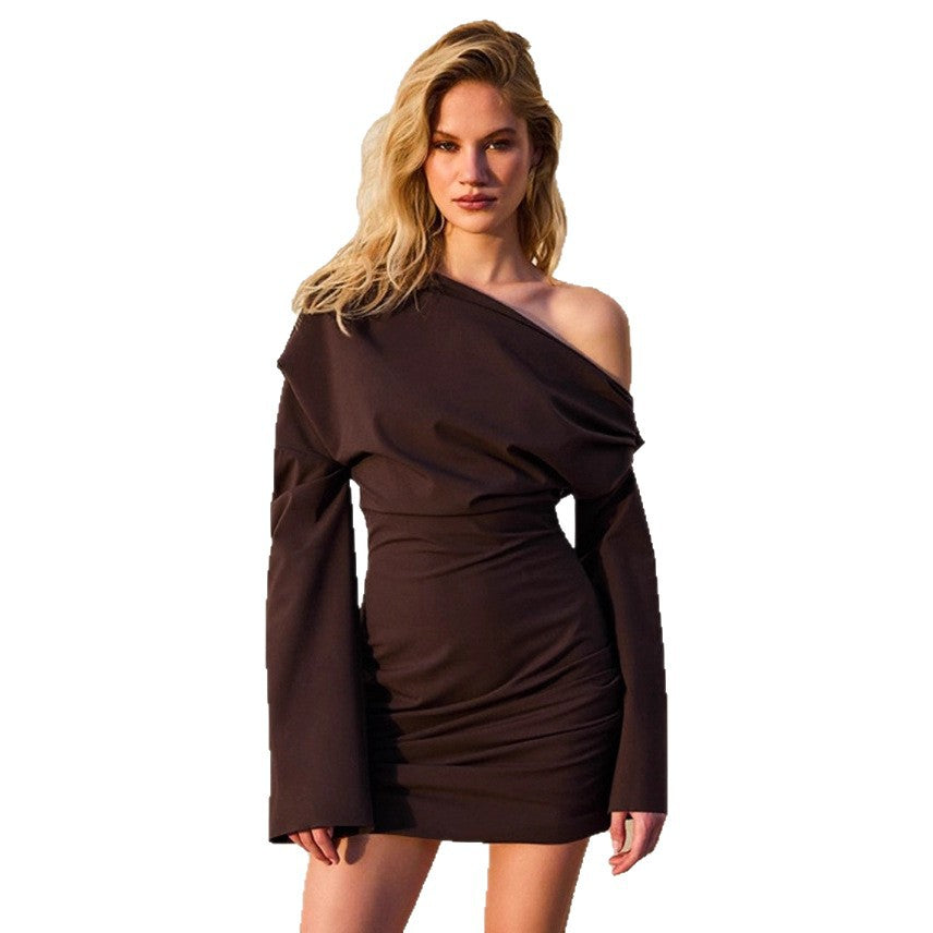 Damen Longsleeve Oberteil mit asymmetrischem Ausschnitt und raffiniertem Drapierungseffekt Drune