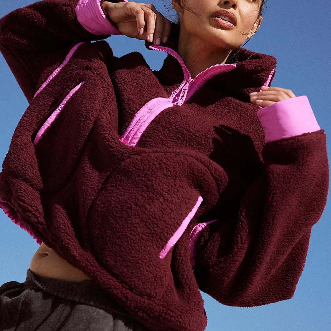 Damen kuschelige Fleecejacke mit Windschutz Drune
