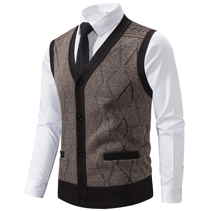 Herren modische Strickweste mit raffinierten Mustern und praktischen Taschen Drune