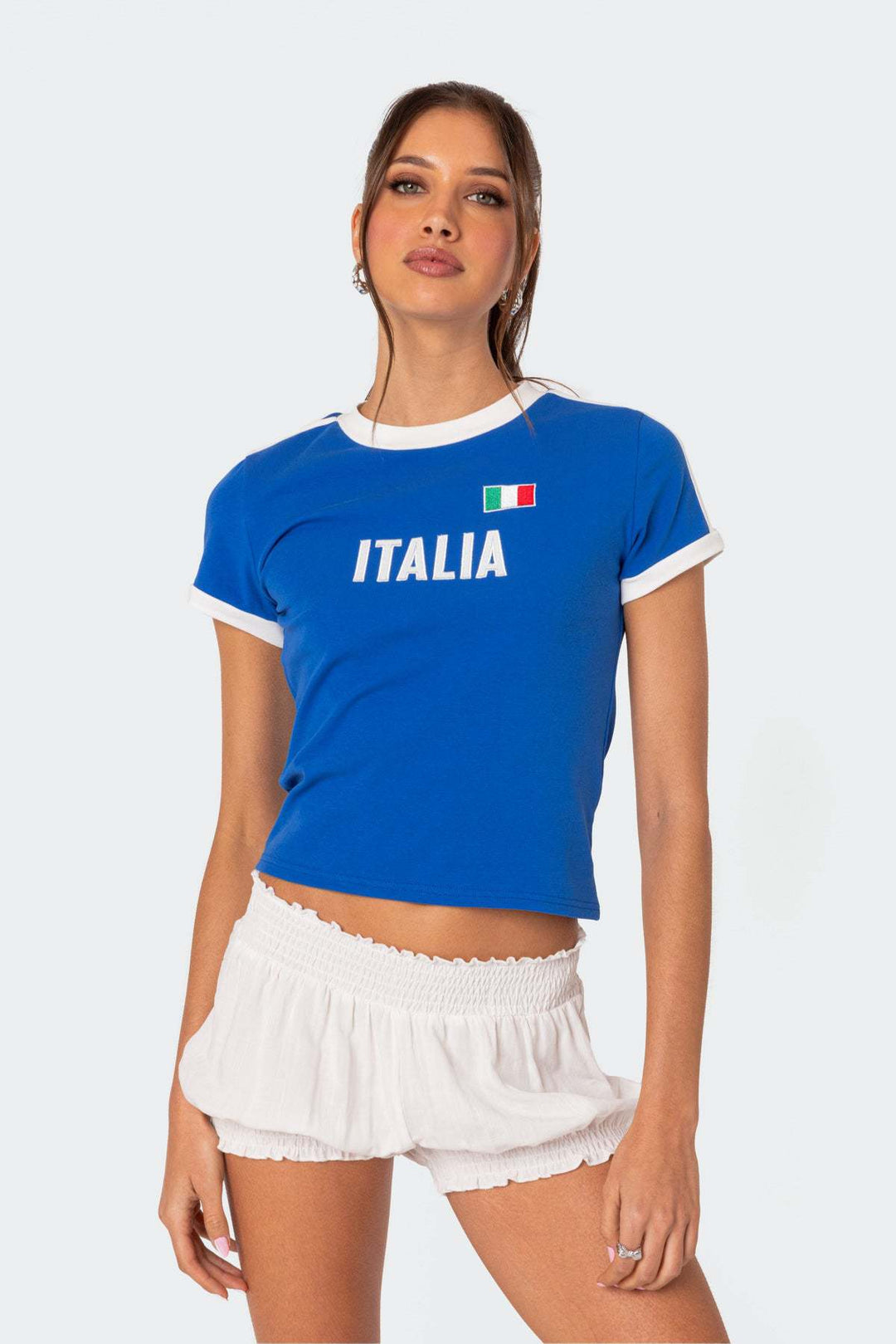 Damen Casual Graphic T-Shirt mit italienischem Thema Drune