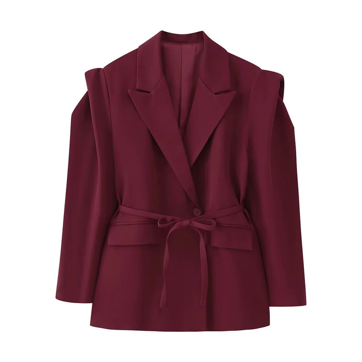 Damen Blazerjacke mit breiten Schultern und taillierbarem Gürtel Drune