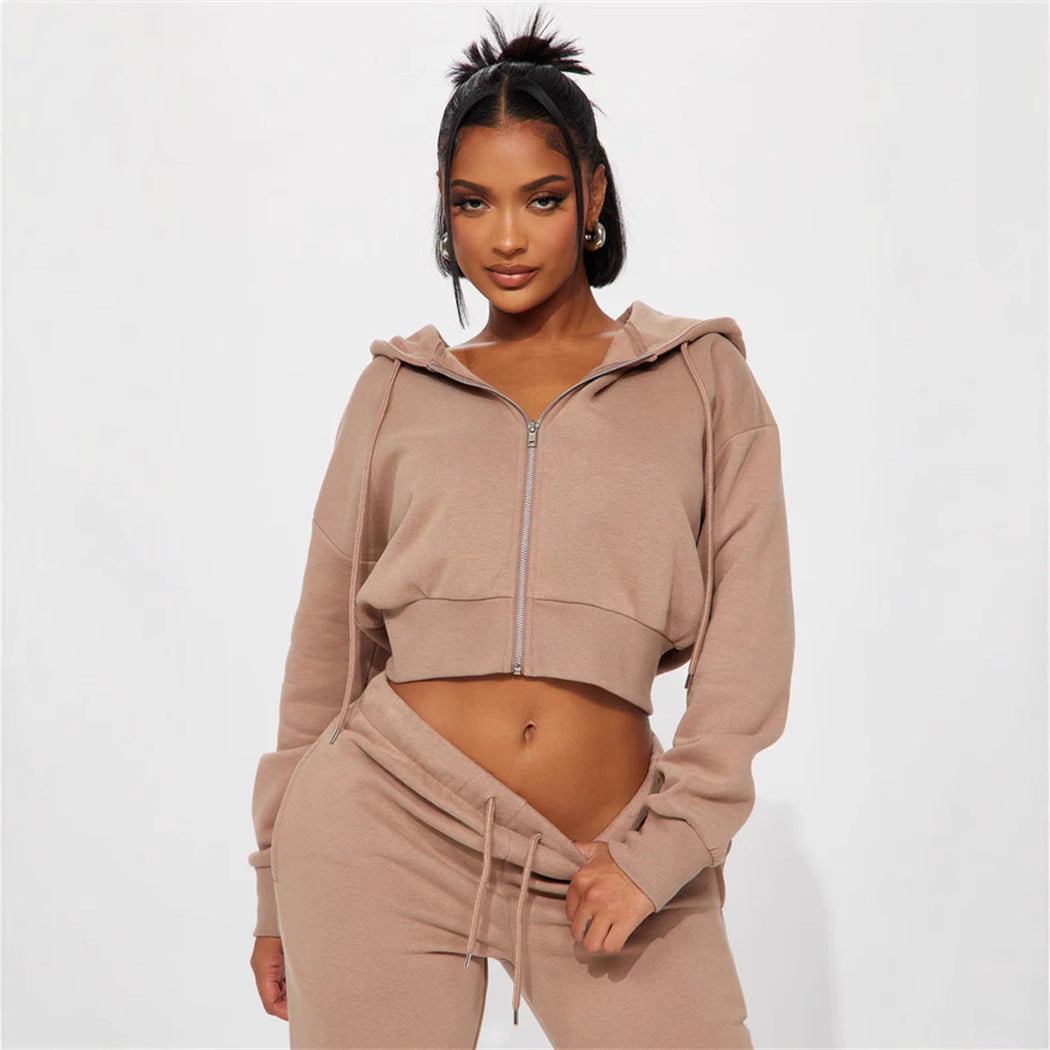 Damen lässiges Hoodie- und Jogginghosen-Set mit verstellbarem Bund Drune