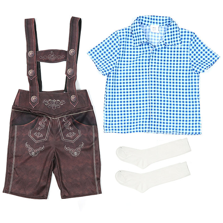 Herren nan kurze Trachtenlederhose mit verstellbaren Trägern und traditioneller Stickerei Drune