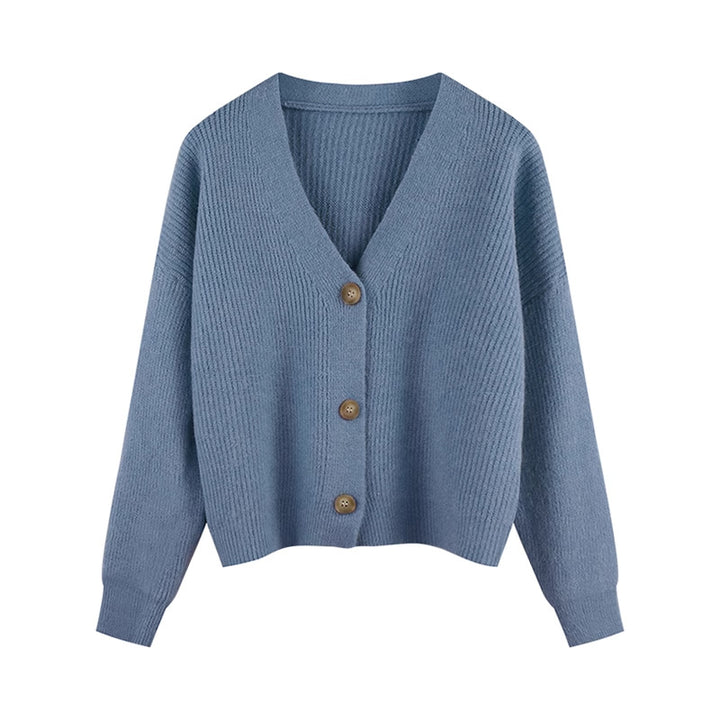 Damen Strickjacke mit V-Ausschnitt und hochwertigen Knopfdetails Drune