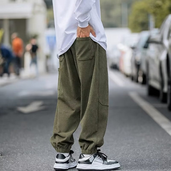 Herren bequeme Kordhosen mit elastischem Bund und seitlichen Taschen Drune