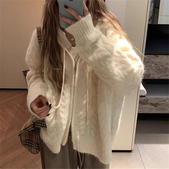 Damen kuscheliger Cardigan mit weit geschnittenen Ärmeln und feiner Struktur Drune