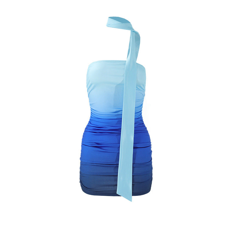 Damen figurbetontes Abendkleid mit schulterfreiem Design und seitlichem Gefransten Drune