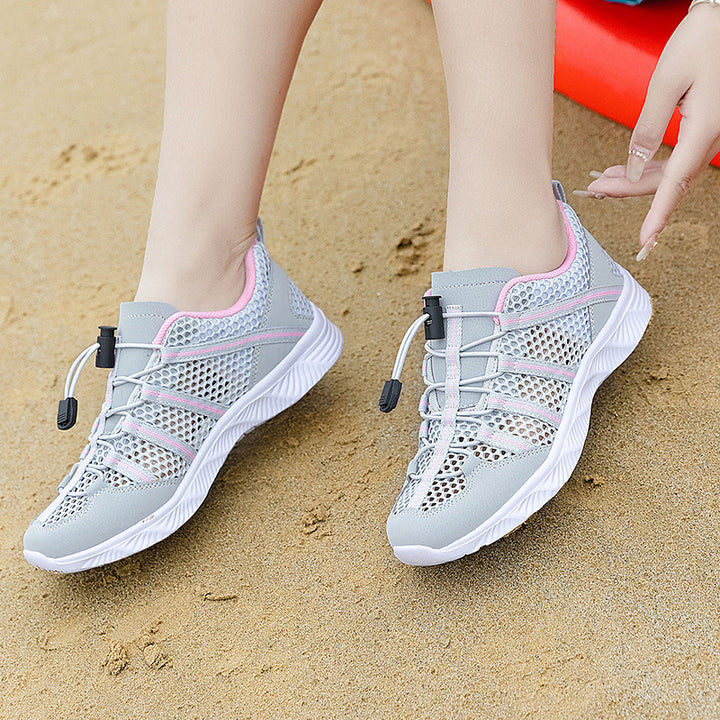 Damen nan atmungsaktiver Netzstoff-Sneaker mit Kordelzugverschluss, ultraleichter EVA-Flexsohle und gepolstertem Fersenkragen Drune