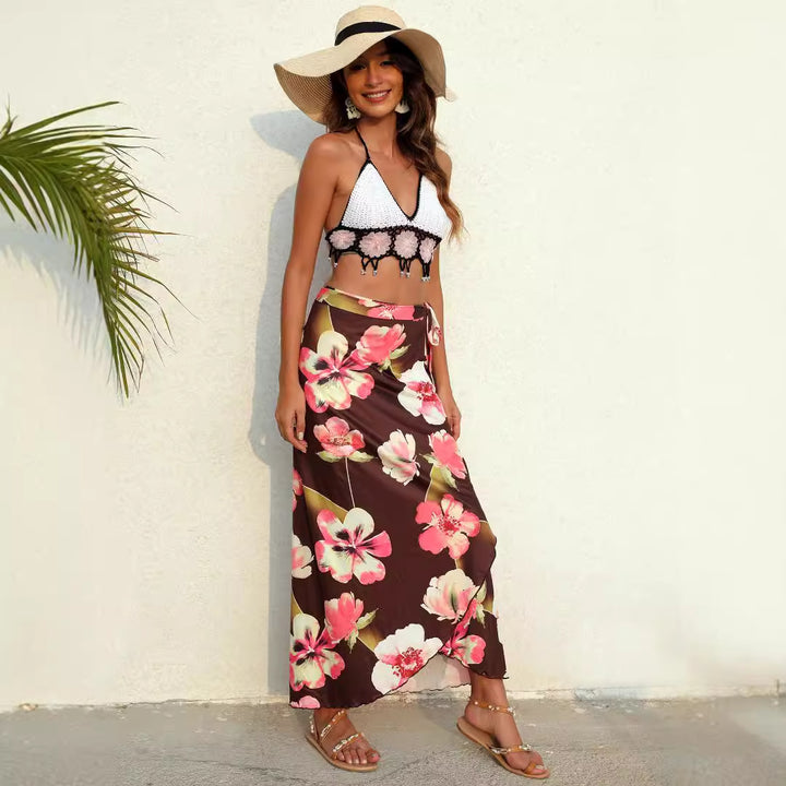 Damen eleganter Maxirock mit floralem Muster Drune