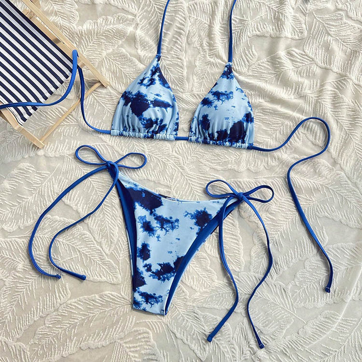 Damen Triangel-Bikini-Set mit verstellbaren Bindebändern Drune