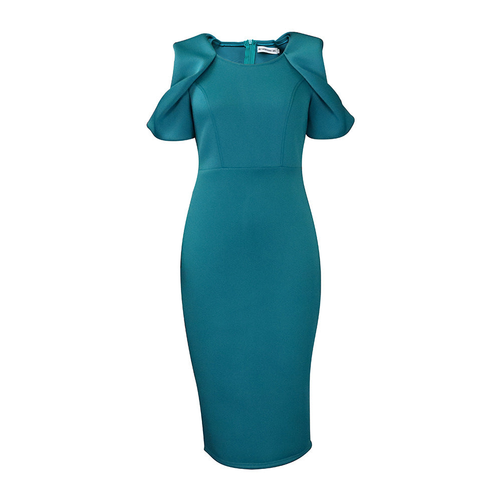 Damen Körperbetontes Kleid mit modischen Puffärmeln und elegantem Schnitt Drune