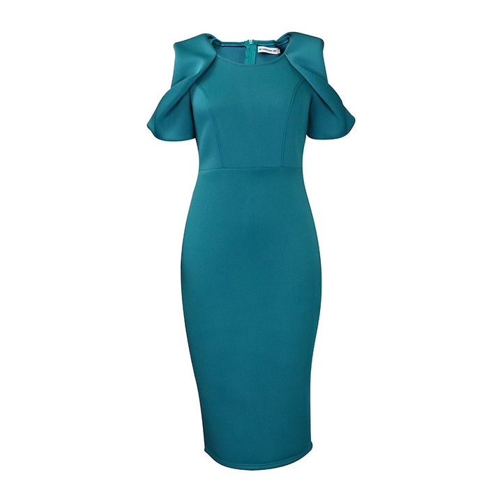 Damen Körperbetontes Kleid mit modischen Puffärmeln und elegantem Schnitt Drune