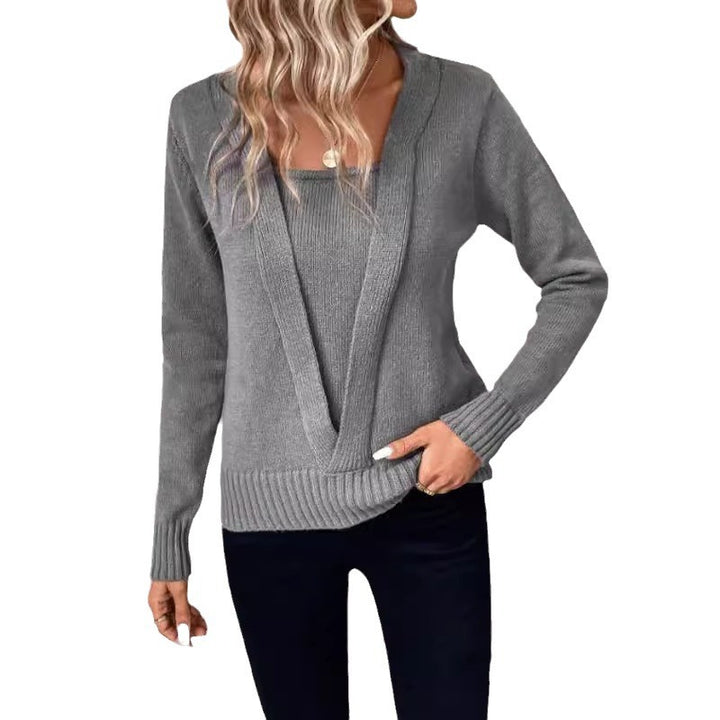 Damen Oversized Strickpullover mit modernem V-Ausschnitt und lässigem Design Drune