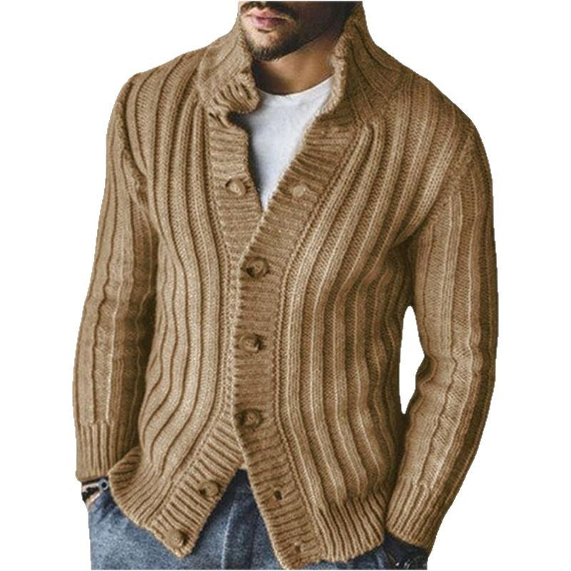 Herren Strickjacke mit klarem Rippenmuster und bequemem Stehkragen Drune